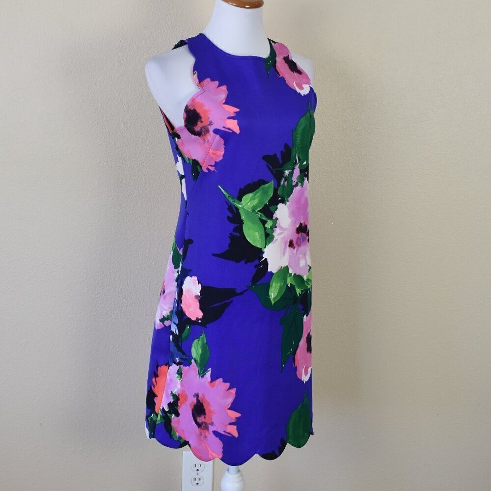 Vince Camuto Scalloped Floral Dress - 6 - Picture 6 of 9